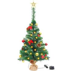 Guld - Træ Julepynt vidaXL Baubles and LEDs Juletræ 64cm