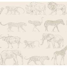 Boutique Cream Animal Safari Wallpaper