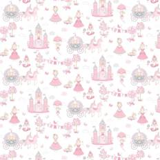 Galerie Wallcoverings Tiny Tots 2 Fairytale Princess Design 33 L x 21 in Pinks Gray