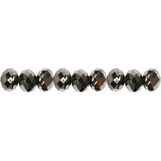 Grey DIY Creotime Faceted Beads, size 5x6 mm, hole size 1 mm, metallic black, 100 pc/ 1 pack