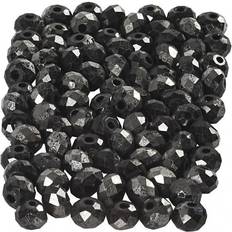 Creotime Faceted Beads, size 3x4 mm, hole size 0,8 mm, metallic black, 100 pc/ 1 pack