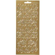Creativ Company Stickers, ark 10x23 cm, guld, hjerter, 1ark