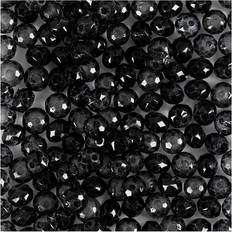 Creativ Company Faceted Beads, D: 4 mm, hole size 1 mm, grey, 45 pc/ 1 strand