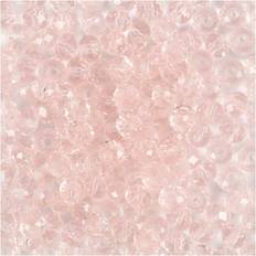 Creativ Company Facetperler, diam. 4 mm, hulstr. 1 mm, lys rosa, 45stk
