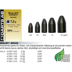 Fiskegrej Darts Bullet Vægt ”Brass”