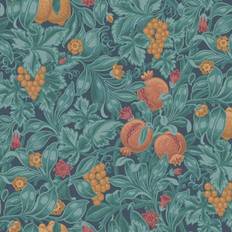 Cole & Son Tapet Vines of Pomona Burnt Orange & Teal on Petrol från