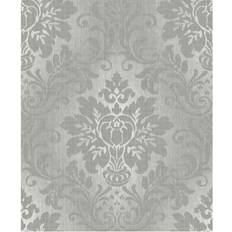 Grandeco Royal House Fabric Damask Silver Wallpaper A10904