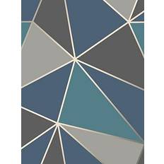 Fine Décor Apex Geo Aqua & Navy Wallpaper