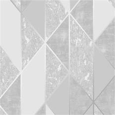 Graham & Brown Grey & Silver Geometric Wallpaper Superfresco