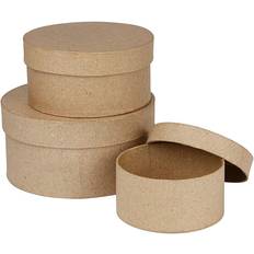 Bruin Doe-het-zelf Creativ Company Round Boxes, H: 5 6,5 7,5 cm, D: 10 13 16 cm, 3 pc/ 1 set