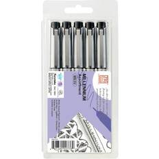 Zig Millennium Assorted Point Pens 5/Pkg-Pure Black