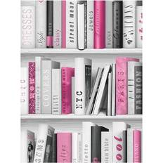 Pink glitter wallpaper Muriva Fashion Library Wallpaper, Pink Glitter