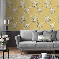 Canterbury Floral Wallpaper, Grey