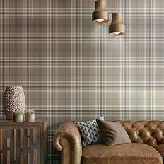 Kelso Check Wallpaper, Mushroom