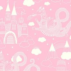 Majvillan Dragon Sky Pink Børnetapet