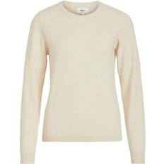 Object Objthess L/S O-Neck Knit Pullover - Beige