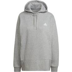 adidas Women's Essentials Studio Fleece Hoodie - Medium Grey Heather/White