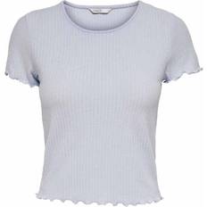 Only Emma Short Sleeves Rib Top - Halogen Blue