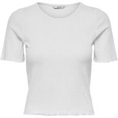 Only Emma Short Sleeves Rib Top - White