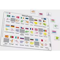 Larsen MemoPuzzle Names Flags & Capitals of 27 EU Member States 54 Pieces