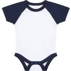 Baby's Essential Short Sleeve Baseball Bodysuit - White/Navy