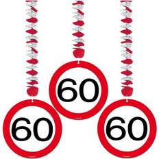 Folat vægdekoration Trafikskilt 60 År 17,5 cm papir 3 stk Red, White