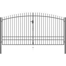 Musta Portit vidaXL Double Door Fence Gate with Spear Top 145742 400x248cm