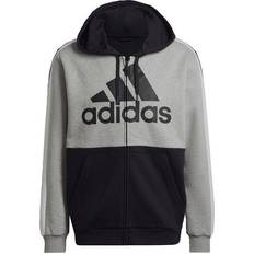 Adidas Essentials Colorblock Fleece Full-Zip Hoodie Men - Medium Grey Heather/Black