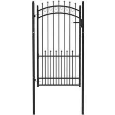 Noir Portails vidaXL Fence Gate with Spikes Steel 102x225cm