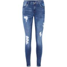 Noisy May Kimmy Cropped Normal Waist Skinny Fit Jeans - Medium Blue Denim