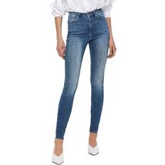 Only Forever Life Hw Skinny Fit Jeans - Blue/Medium Blue Denim