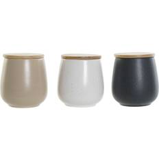 Beige Recipientes de Cocina DKD Gummiträ Recipiente de Cocina 3pcs