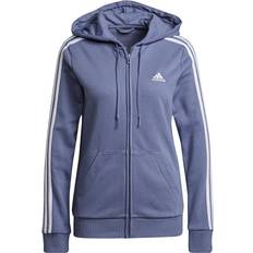 Adidas Women Essentials French Terry 3-Stripes Full-Zip Hoodie - Orbit Violet/White