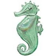 Green Animal & Character Balloons Amscan 3780001 Mermaid Wishes Seahorse Foil SuperShape Balloon 38"