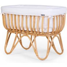 Beige Berceaux Childhome Rattan Cradle Rectangular with Mattress 20.5x35.4"