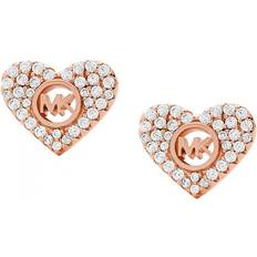 Michael Kors Pavé Heart Stud Earrings - Rose Gold/Transparent