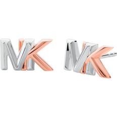 Michael Kors Mott Logo Two-Tone Stud Earrings - Silver/Rose