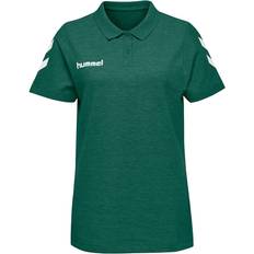 Damen - Grün Poloshirts Hummel Go Cotton Classic Chevron Sleeves Polo Shirt Women's - Evergreen