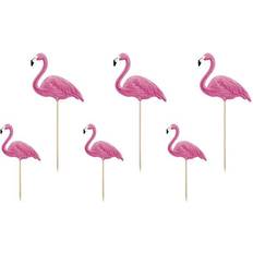 PartyDeco Décoration pour Dessert Flamants Roses x 6