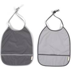 Harmaa Ruokalaput Filibabba Bib with Tie 2-pack