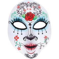 Rond de Wereld Gezichtsmaskers Widmann Day of the dead masker met rozen