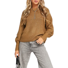 Only Chunky Balloon Sleeve Jumper - Camel