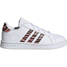 Adidas EVA Trainers adidas Kid's Grand Court Tiger Print - Cloud White/Core Black/Acid Red