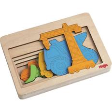 Carton Puzzles à Boutons Haba Wooden Puzzle Construction Machinery 5 Pieces