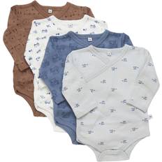 V-udskæring Bodyer Børnetøj Pippi Wrap Body 4-pack - Blue Mirage (4760-741)