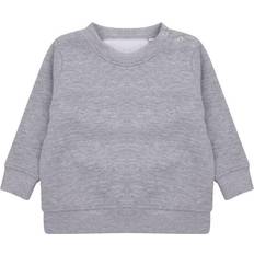 Larkwood Baby's Crew Neck Sweatshirt with Shoulder Poppers - Grey Heather