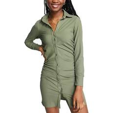 Miss Selfridge Wrinkled Mini Dress - Khaki/Green