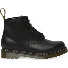 Dr. Martens 101 Smooth Leather Ankle Boots with Yellow Stitching - Black