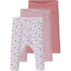 Babys - Mehrfarbig Hosen Name It 3-pack Leggings - Pink/Dusty Rose (13194773)