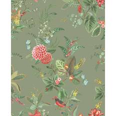 PiP Studio Florale Tapete Floris von Eijffinger Kaki grün